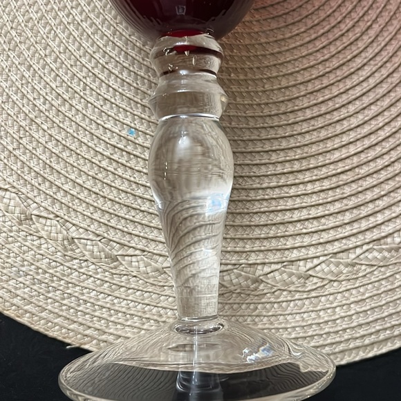 Red Ruby Vintage Optic Swirl Wine Water Goblets - Picture 3 of 8